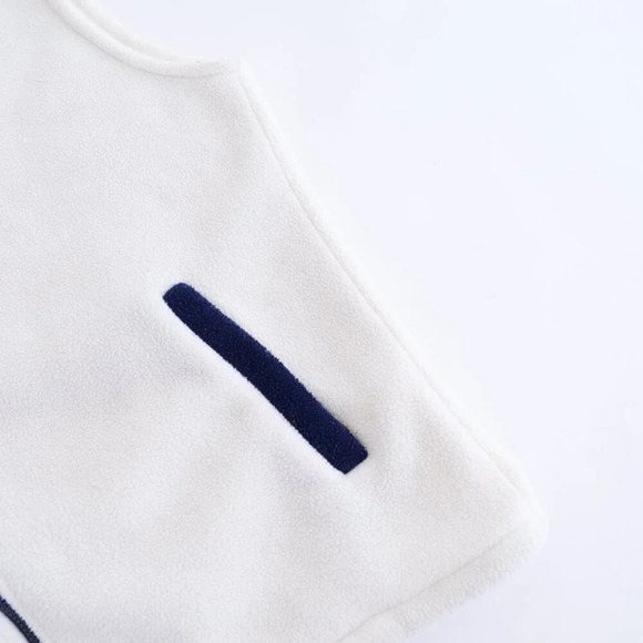 90S Teepee Blue And White Embroidered Vancouver Canada Zip Up Fleece Vest Medium - Picture 5 of 9